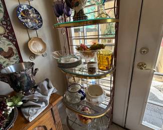 iron and glass bakers display rack