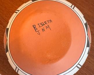 Isleta Pueblo Native American Pottery. Isleta Pueblo Native American Pottery Signed By Artist. Measures 4.5" H x 7" D. Photo 4 of 4.