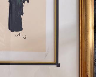 Erte "Blue Dress" Hand-Signed, Hand-Numbered Lithograph, 1981. Screenprint On Woven Paper, Signed & Numbered In Pencil. Edition of 236/300 Size: 11.5" W x 17 H; 24" x 30" H Overall. Photo 3 of 4. 