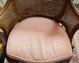 French Provincial Wood and Cane Fauteuil Chair. Measures 24" W x 22" D. Photo 6 of 6. 