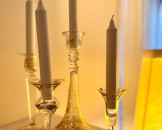 Assorted Glass Candlesticks. 