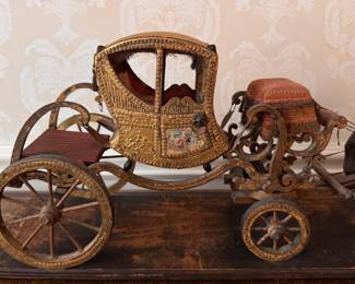Model of Late 18th Century / Early 19th Century Aristocratic Horse Drawn Carriage. Measures 24" W x 5" D. Photo 3 of 4.  