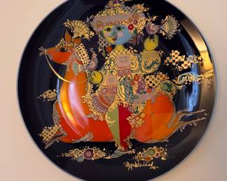 Bjorn Winblad Signed Porcelain Display Plate for Rosenthal - 2 Available. Each Measures 13" Diameter.  