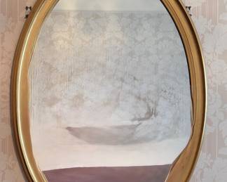 Oval Gilt Wood Mirror. Measurements To Come. 