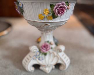 Dresden Von Schierholz Porcelain Footed Pedestal Compote. Measures 8" H x 8" D. Photo 1 of 3. 