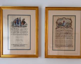 Framed Hand-Colored Sheet Music - 2 Available. Each Measures 16" W x 21" H Overall. Photo 1 of 3. 