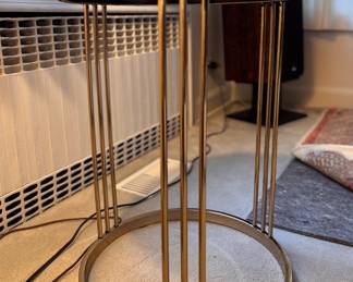 Tubular Chrome Side Table with Mother of Pearl Inlay Top. Photo 1 of 2. 