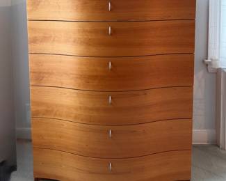 "Wave Front" Chest of Drawers with Metal Drawers In Style of Rolf Fransson.  Measures 38" W x 20" D x 45" H. Photo 1 of 3. 