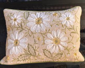 Secret Celebrity Crewel Daisy Motif Lumbar Pillow - 2 Available. Photo 1 of 3. 