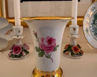 Meissen Porcelain Trumpet Vase. Measures 6" H with 6.5" D. Photo 1 of 2. 