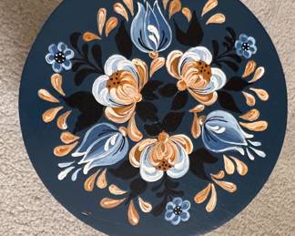 Hand-Painted Wood Decorative Lidded Round Box. Photo 2 of 2. 