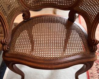 French Provincial Wood and Cane Fauteuil Chair. Measures 24" W x 22" D. Photo 4 of 6. 