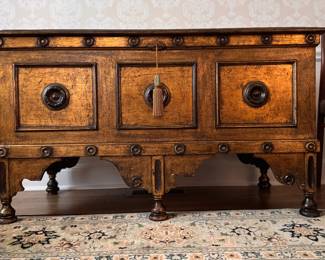 Spanish Inspired Wood Coffer Decorated by G. Borst of the "National Academy of Fine Arts," Amsterdam Holland. Measures 45" W x 22" D x 25" H. Photo 1 of 6. 