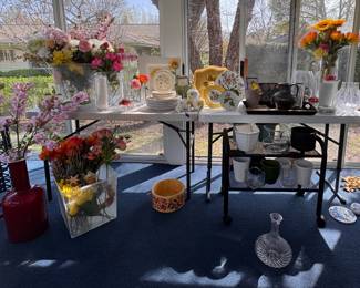 Faux Flowers, Flower Vases. 