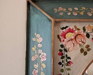 Hand-Stenciled Metal Frame Mirror. Measures 21" W x 27" H. Photo 2 of 2. 