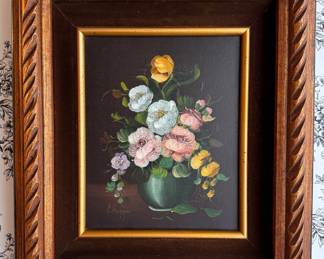 Floral Still Life. Oil on Canvas. Signed by Artist. Measures 15" x 17" Overall. Photo 1 of 2. 