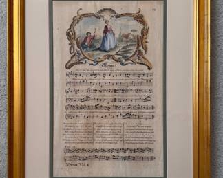 Framed Hand-Colored Sheet Music - 2 Available. Each Measures 16" W x 21" H Overall. Photo 2 of 3. 