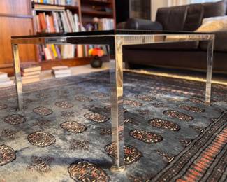 Vintage Chrome & Smoke Glass & Chrome Coffee Table. Measures 30" x 30" x 15.5" H.  Photo 1 of 4.