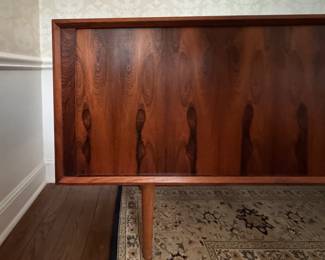 Mid-Century Danish Modern Rosewood Tambour Door Credenza Attributed to Poul Hundevad. Measures 80" W x 19" D x 31" H. Photo 3 of 4.