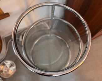 Mid-Century Tubular Chrome and Glass Swivel Side Table.  Measures 22" H x 18" D. Photo 2 of 2.