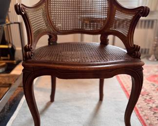 French Provincial Wood and Cane Fauteuil Chair. Measures 24" W x 22" D. Photo 1 of 6. 