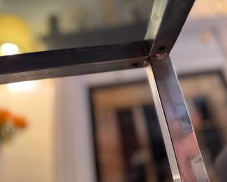 Vintage Chrome & Smoke Glass Coffee Table. Measures 30" x 30" x 15.5" H.  Photo 4 of 4.