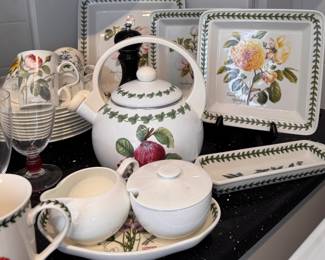 Portmeirion Pomona Teapot in "Red Apple," Porteririon Platters, Etc.  