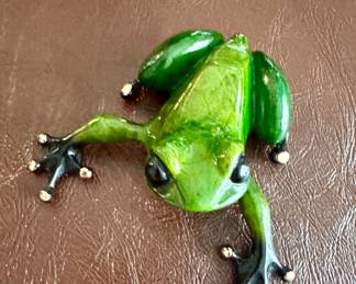 "Frogman," Limited Edition Bronze Frog Signed by Artist Tim Cotterill.  Measures 4" W x 4" L. Photo 1 of 2.  
