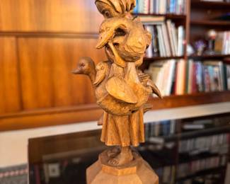 Hand-Carved Girl with Geese Figurine. Photo 2 of 3. 