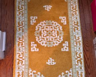 Chinese Art Deco Orange Rug. Measurements To Come Approximately 2' W x 3' 9" L. 