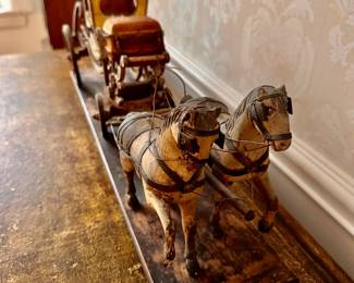 Model of Late 18th Century / Early 19th Century Aristocratic Horse Drawn Carriage. Measures 24" W x 5" D. Photo 2 of 4.  