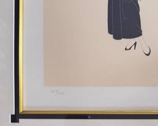 Erte "Blue Dress" Hand-Signed, Hand-Numbered Lithograph, 1981. Screenprint On Woven Paper, Signed & Numbered In Pencil. Edition of 236/300 Size: 11.5" W x 17 H; 24" x 30" H Overall. Photo 2 of 4. 