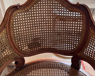 French Provincial Wood and Cane Fauteuil Chair. Measures 24" W x 22" D. Photo 3 of 6. 