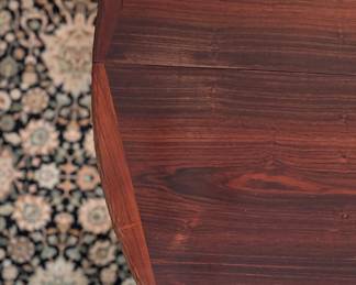 Mid-Century Modern Rosewood Extension Dining Table Likely Danish. Measures 48" D with Two 20" Leaves. Comes with Pads. Photo 4 of 4.