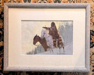 "The High Ground," Framed Oil Wash on Canvas. Signed by Artist Richard D. Thomas. Measures 8" x 12"; 16" x 20" Overall. Photo 1 of 3.