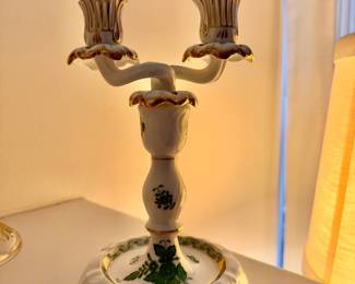 Herend "Chinese Bouquet" Porcelain Candelabra. Measures 9" H. Photo 1 of 3. 