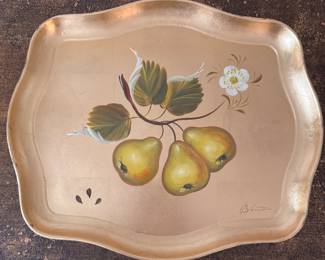 Hand-Painted Wood Tray Signed By Artist. Measures 15" x 14" W. Photo 1 of 3. 