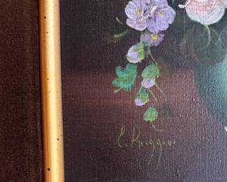 Floral Still Life. Oil on Canvas. Signed by Artist. Measures 15" x 17" Overall. Photo 2 of 2. 