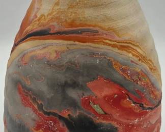 Vintage Namadji Pottery Vase with Multi-Color Swirl Pattern