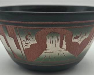 Vintage Hand Made Native Bowl - Signed