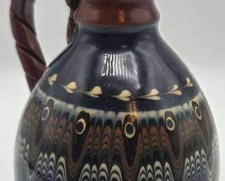 Vintage c.1960s Bulgarian Troyan Redware Pottery Pitcher
