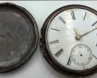 Antique c.1881 Victorian English Sterling Silver Hunter Key Wound Pocket Watch