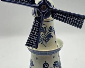 Vintage Delft Blue Windmill Bottle
