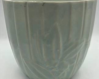 Vintage c.1940s McCoy Pottery Aqua Louts Flower Jardinaire