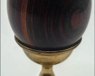 Vintage Van Cort Wooden Egg Kaleidoscope with Brass Detailing and Stand