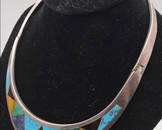 Vintage Multi Stone Mexican TB-27 850 Sterling Silver Necklace