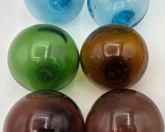 6 Vintage Glass Fishing Floats - Assorted Colors