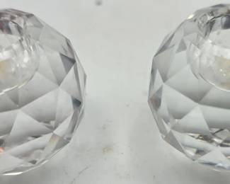 Set of 2 Vintage Swarovski Faceted Crystal Ball Candlestick Holders