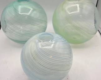 Set of 3 Vintage Dansk Mezza Filligrana Art Glass Orb Vases