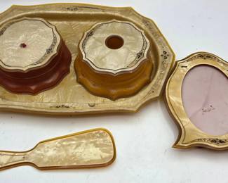 Vintage Pearl Celluloid Vanity Set